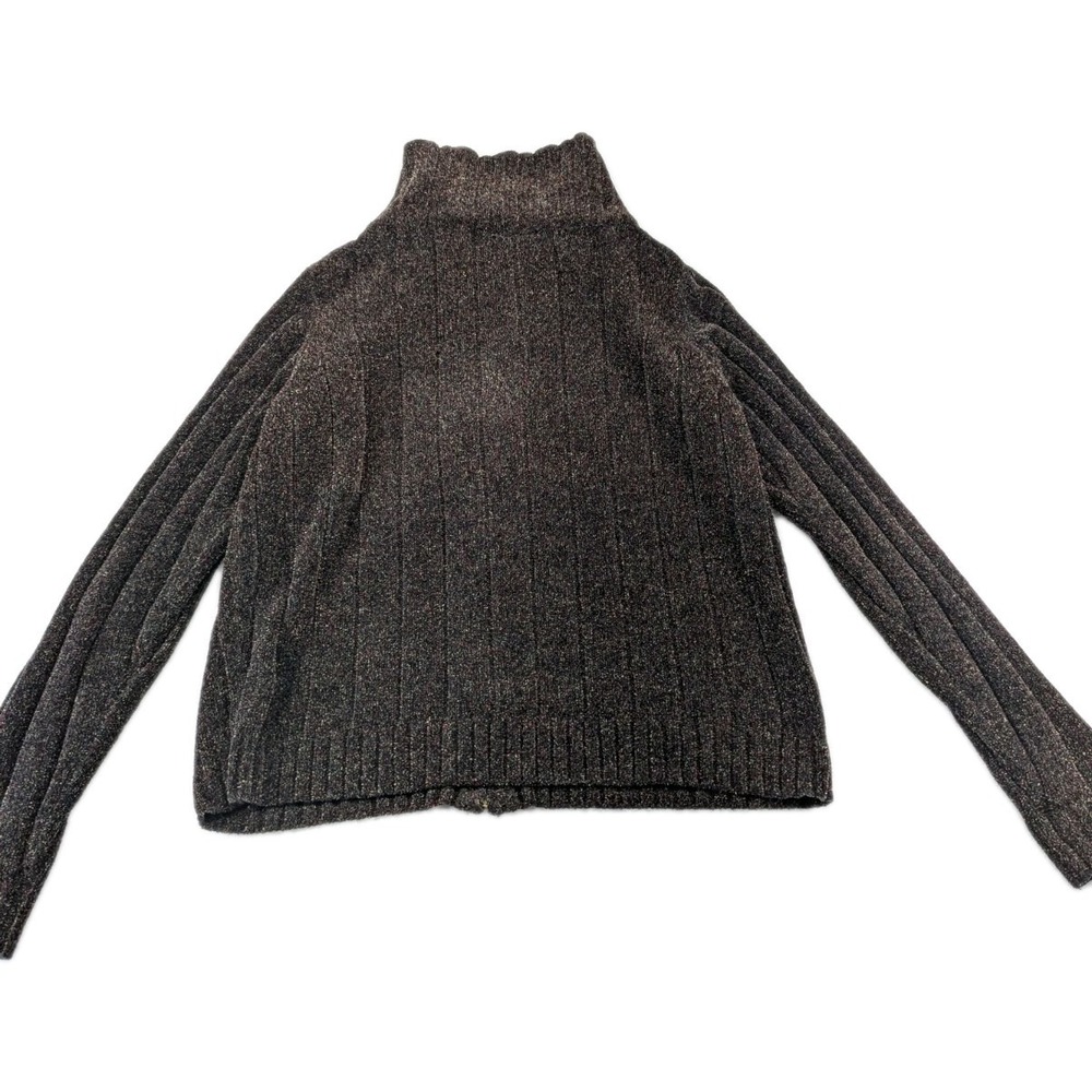 Evan Picone Acrylic Blend Sweater Women's Black Brown Red Long Sleeve Full Zip S - Picture 2 of 7